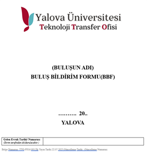 Buluş Bildirim Formu (BBF) 